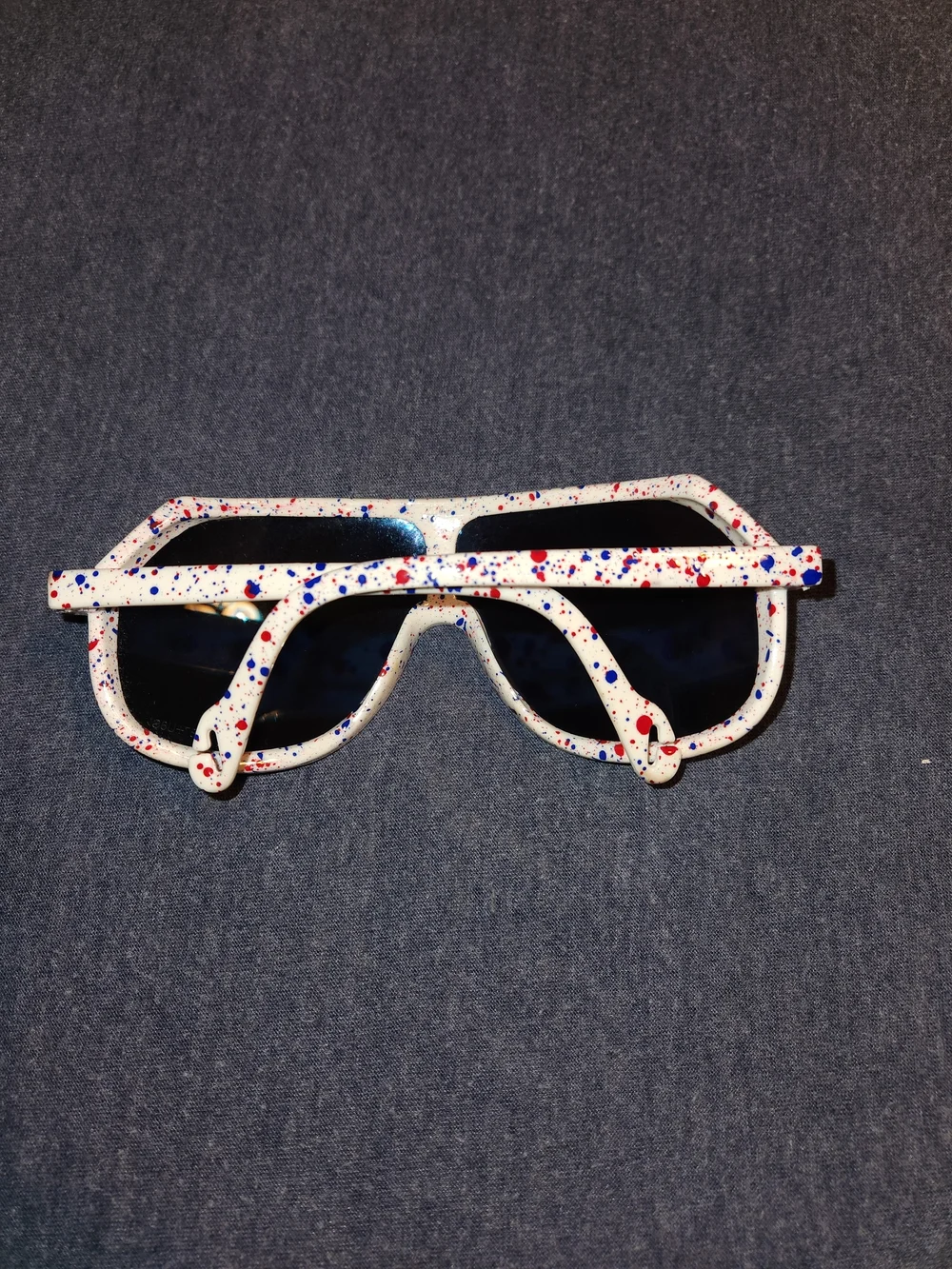 Pit Viper White Splatter Frame with Blue Mirrored Shield Sunglasses - Picture 3 of 8